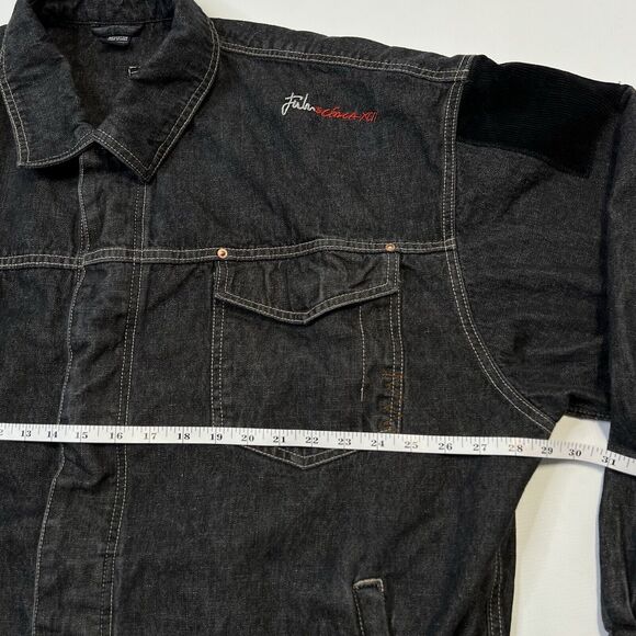 Vintage FUBU Jeans Denim Jacket Men's Size 2XL Black Hip Hop Oversized Retro - Picture 10 of 15